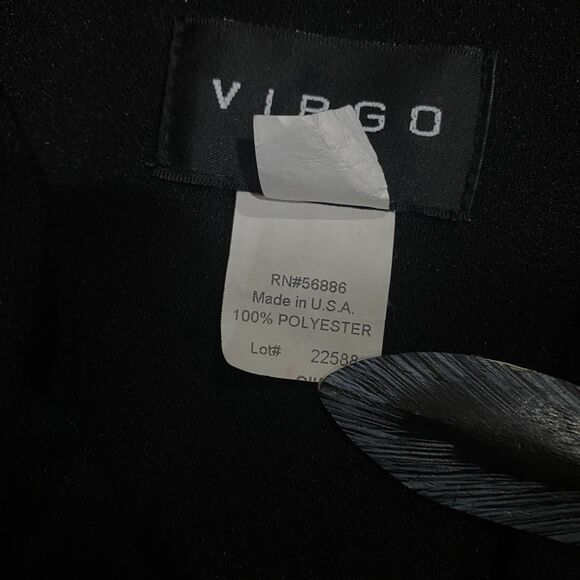 Virgo Womens 10 Petite 2pc Black Blazer Suit Jacket Dress Set Union Label USA - Picture 13 of 16